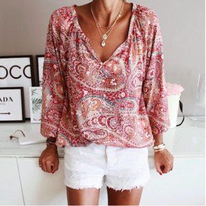 NWT "Let’s Do This" Paisley Print Blouse